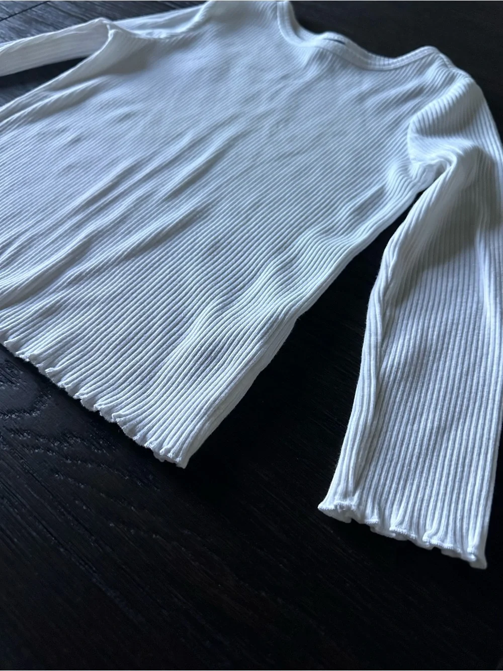 Old Navy White Ribbed Long-Sleeve Tee for Kids